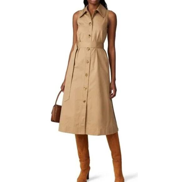 Kate Spade Trench Dress Front Button Shirtdress Sleeveless Tan Size S - Picture 1 of 16